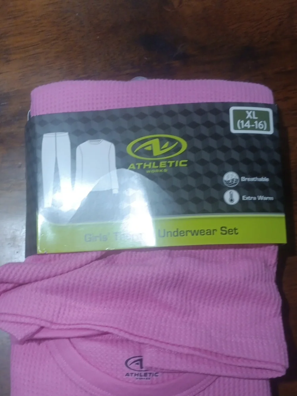 Athletic Works Girls' Thermal Undershirt Set - Pink